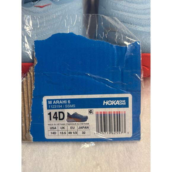 HOKA Men’s Size 14D M ARAHI 6 1123194 NWOB - Picture 3 of 5